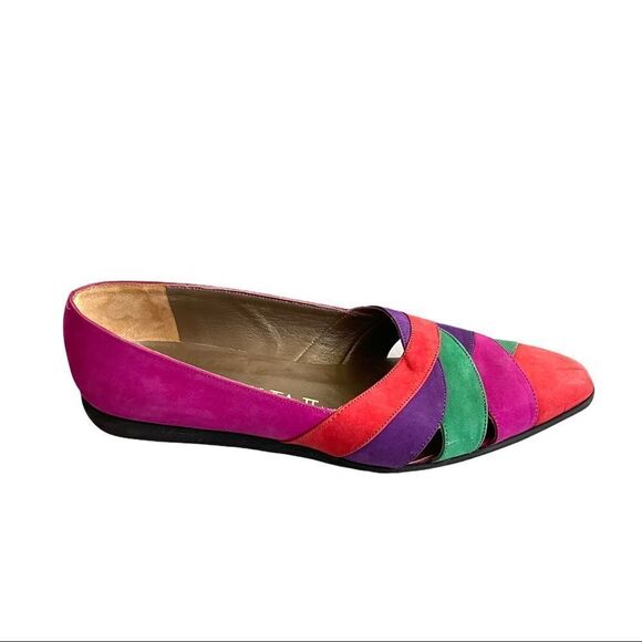 Prevata II Italy Vintage Suede Pointy Toe Flat Loafer Slip-On Shoes 9AA - Picture 3 of 12